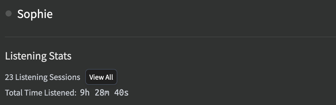 Listening stats on Audiobookself