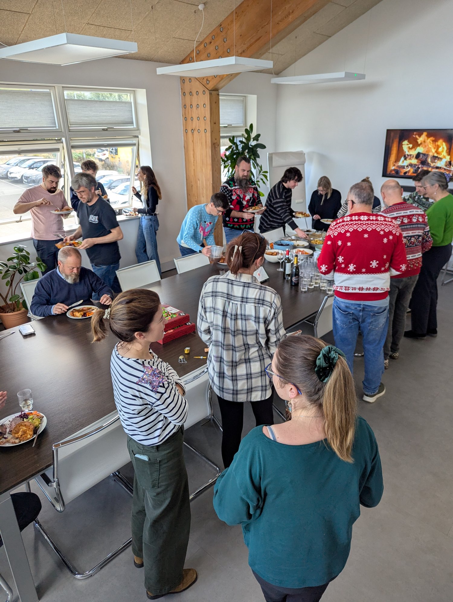 People enjoying the Festive food