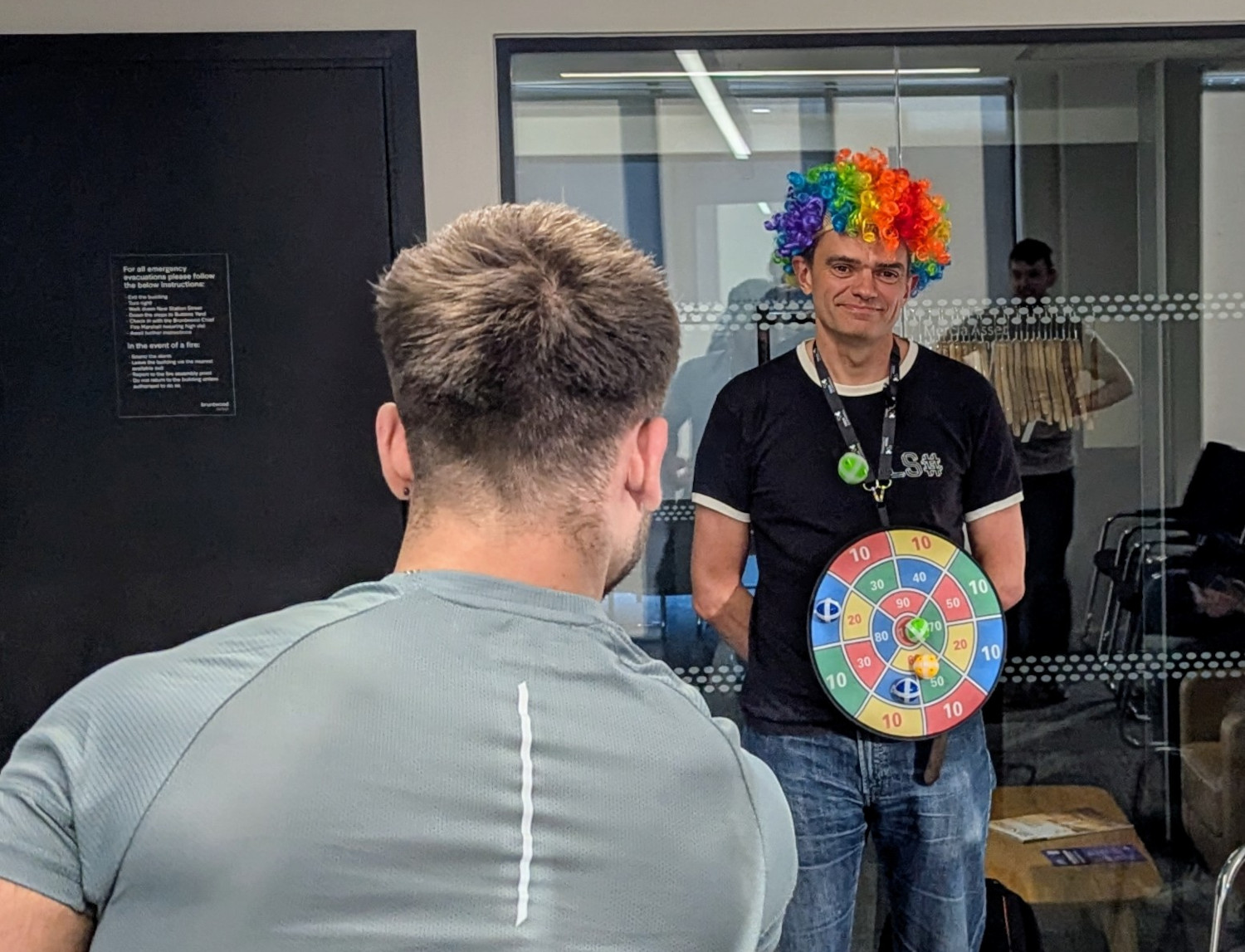 John Stateley as a human scoreboard
